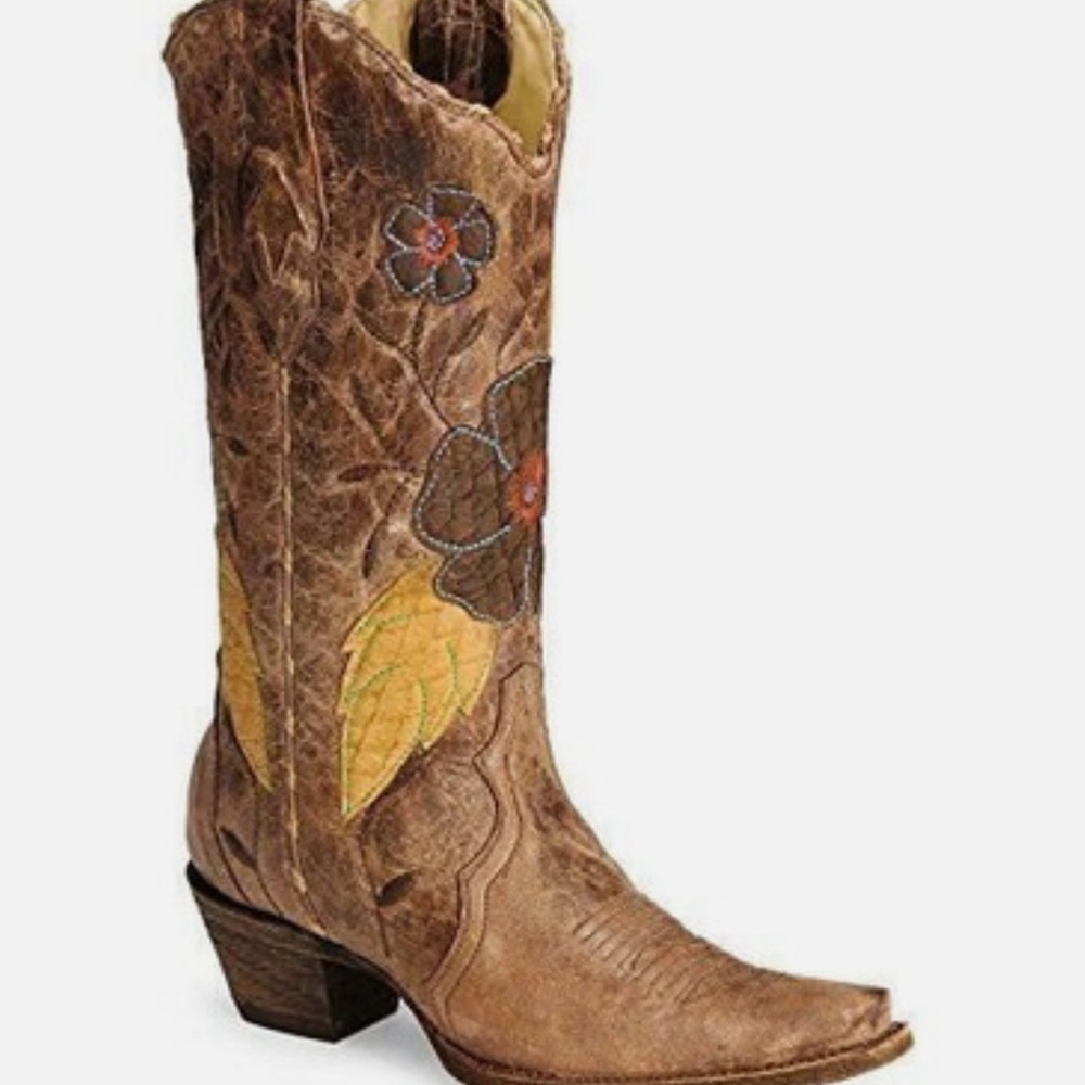 Corral Vintage Daisy Overlay Embroidered Western Boots
